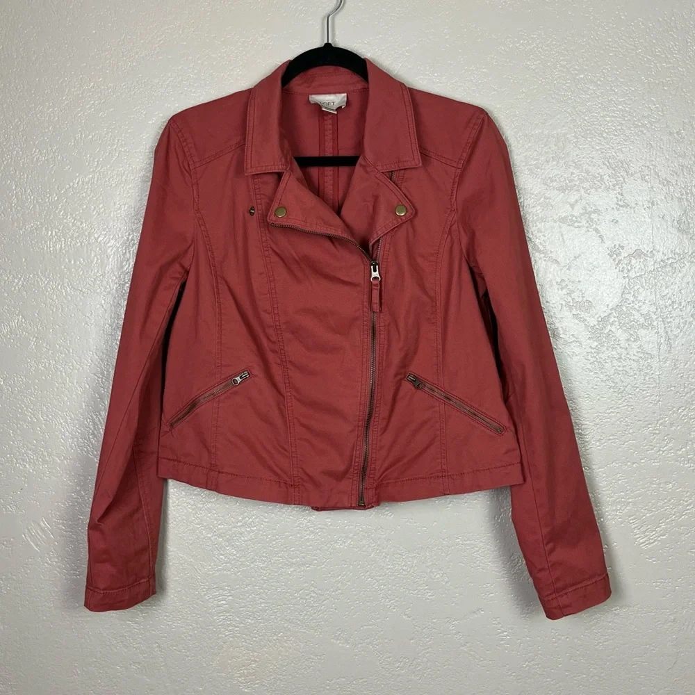 Ann Taylor Loft Moto Jacket - Rust‎ long sleeve full zip size M